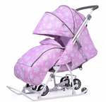 Санки-коляска Наши детки НДТ3-1К/СН со снежинками на сиреневом
