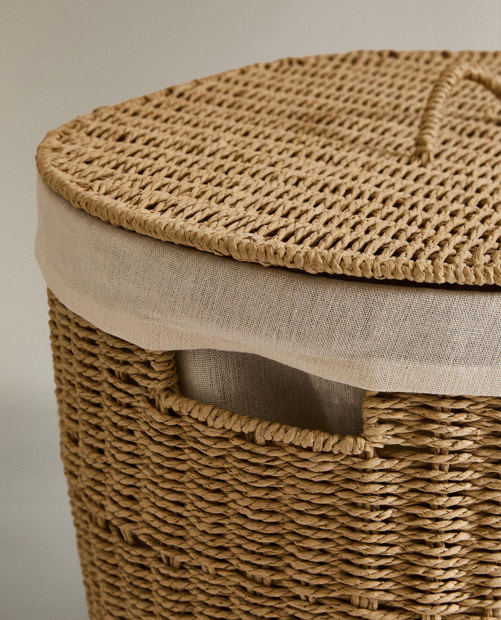 Zara Home Корзина из плетёной бумаги, цвет бежевый, 55 см