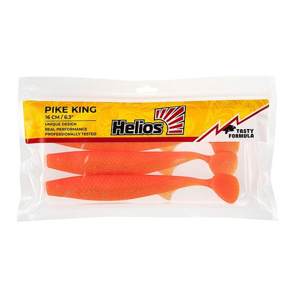Виброхвост Pike King 6.3&#39;/16 см Orange &amp; Sparkles 3шт (HS-37-022) Helios
