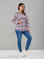 Блузка БЛ-22/клеткарозовый-индиго
