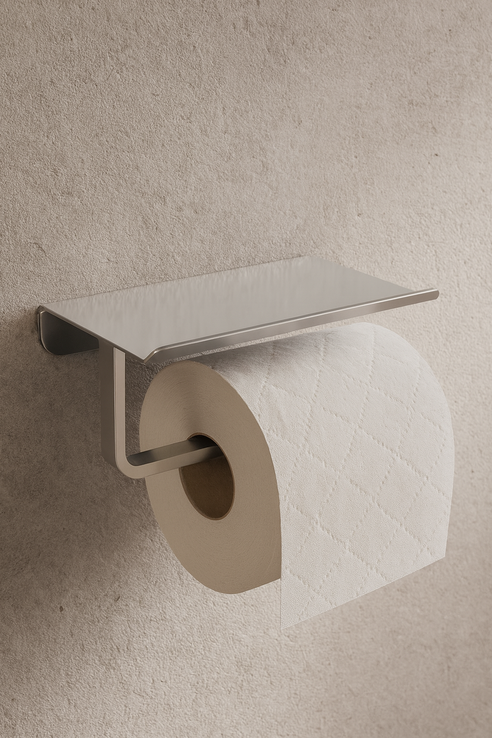 Держатель для туалетной бумаги STWORKI Киркенес S45345CR настенный, глянцевый хром, с полкой
