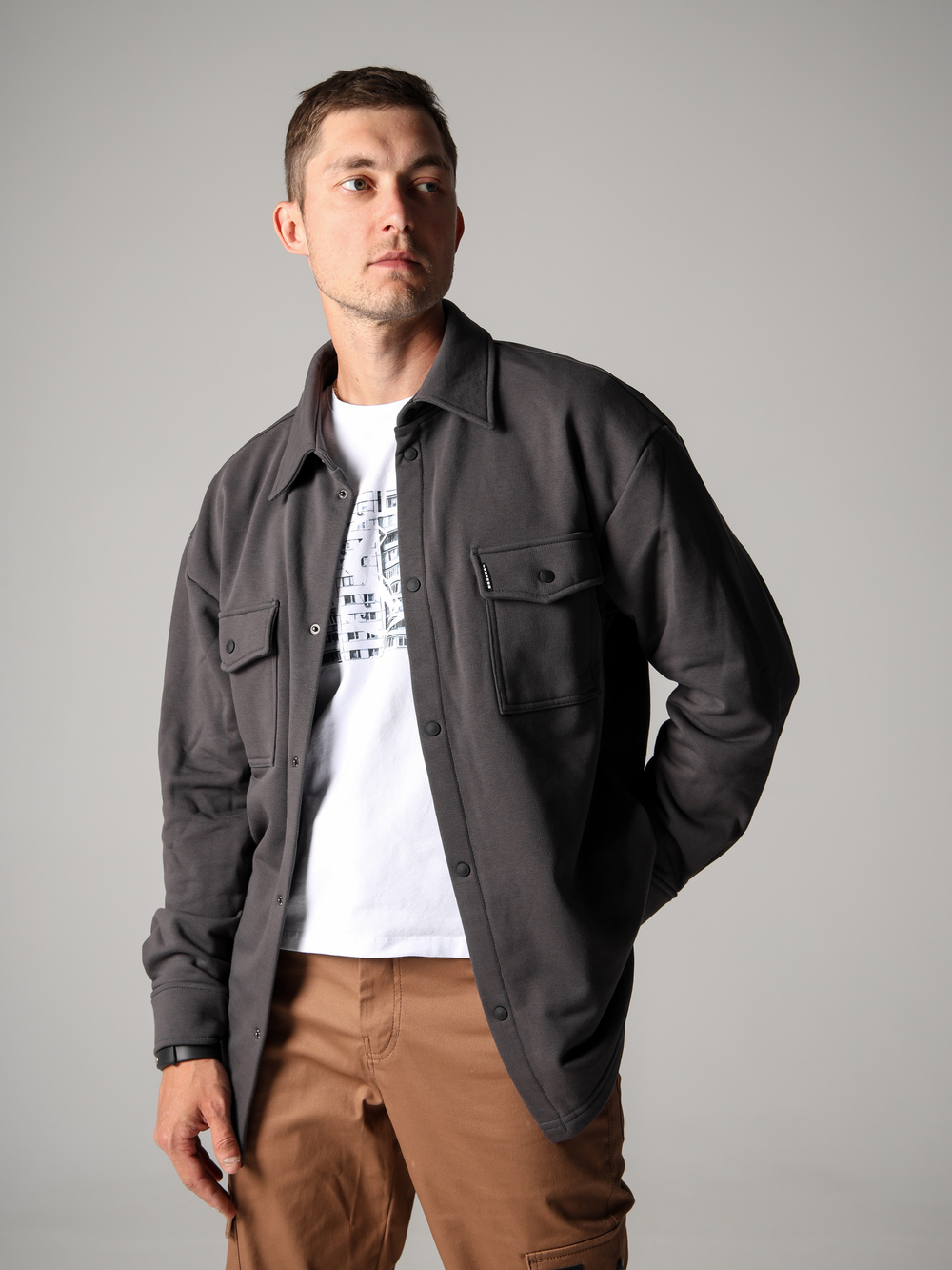 Рубашка трикотажная графит серая Город Горький