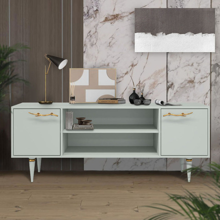 Тумба под ТВ Арт Колор matte 155см Классик Голд Серый дым матовый