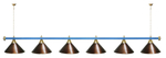 Лампа STARTBILLIARDS 6 пл. (плафоны зеленые,штанга зеленая,фурнитура золото)