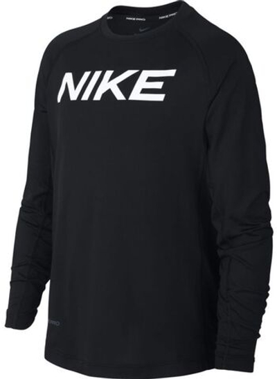 Футболка для мальчика теннисная Nike Pro LS FTTD Top B - black/white