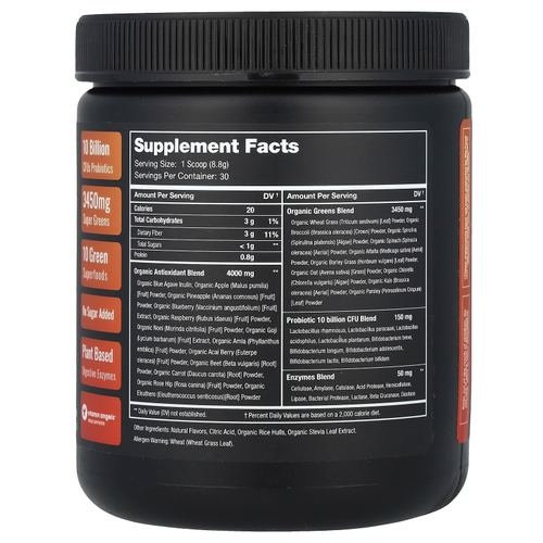 NutraChamps, Super Greens, с суперфудом, пробиотиками и ферментами, манго, 264 г (9,31 унции)