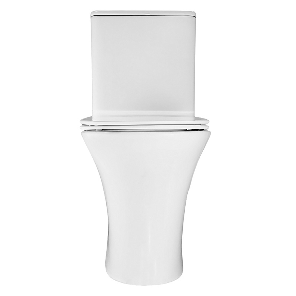 Унитаз напольный Azario FRETTA ROUND 650x340x790 безободковый, в комплекте прямым сиденьем микролифт (AZ-7121A)