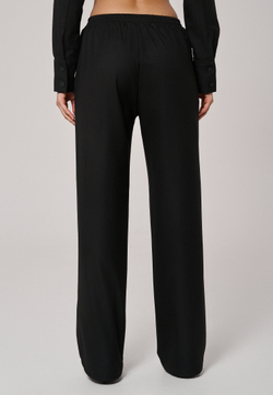 Брюки с поясом на резинке черные