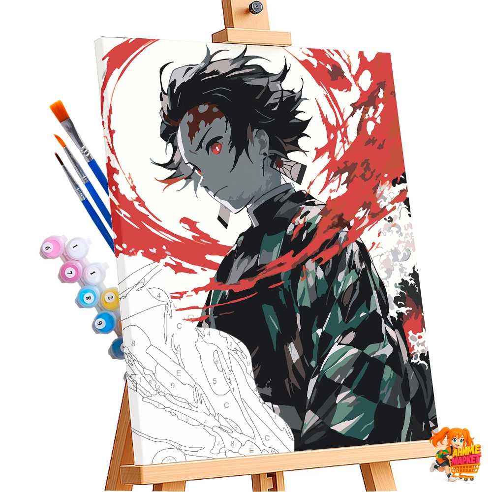 Картина по номерам Клинок рассекающий демонов Танджиро Камадо