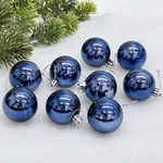 Новогодние шары 5 см (набор 24 шт) "Глянец", сапфир (Серпантин)