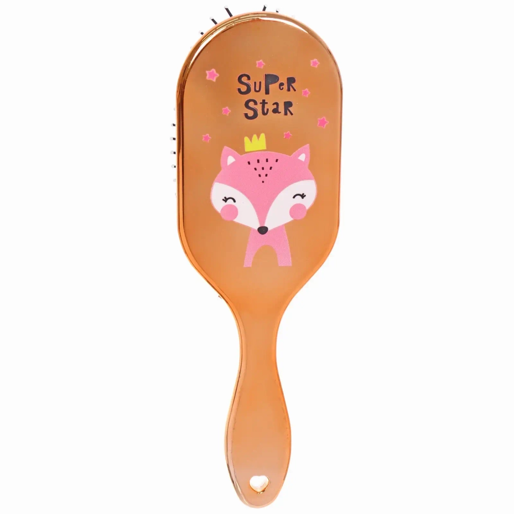 Расческа массажная зеркальная «Animals», лисички, микс 4 цвета, 7,5*23 см (блистер Ultramarine)