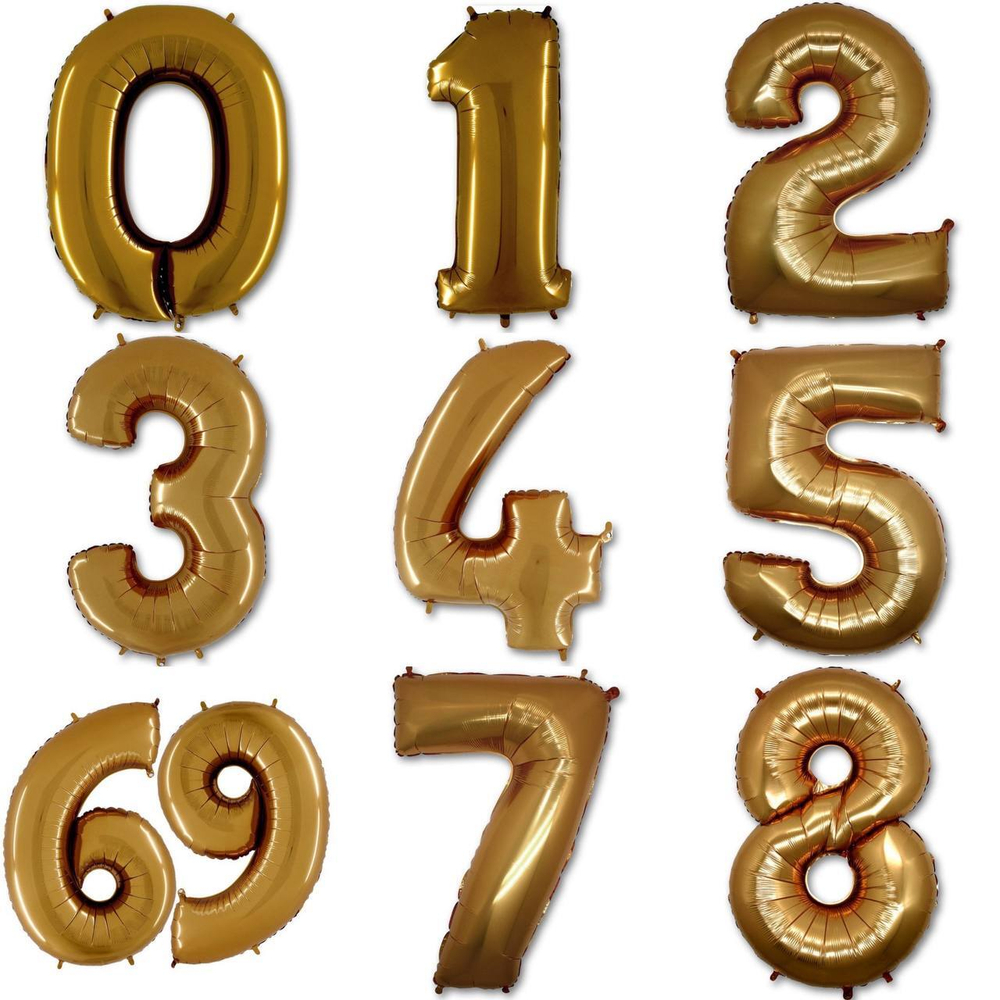 Фольгированные цифры 102 см с гелием (золото - сатин)