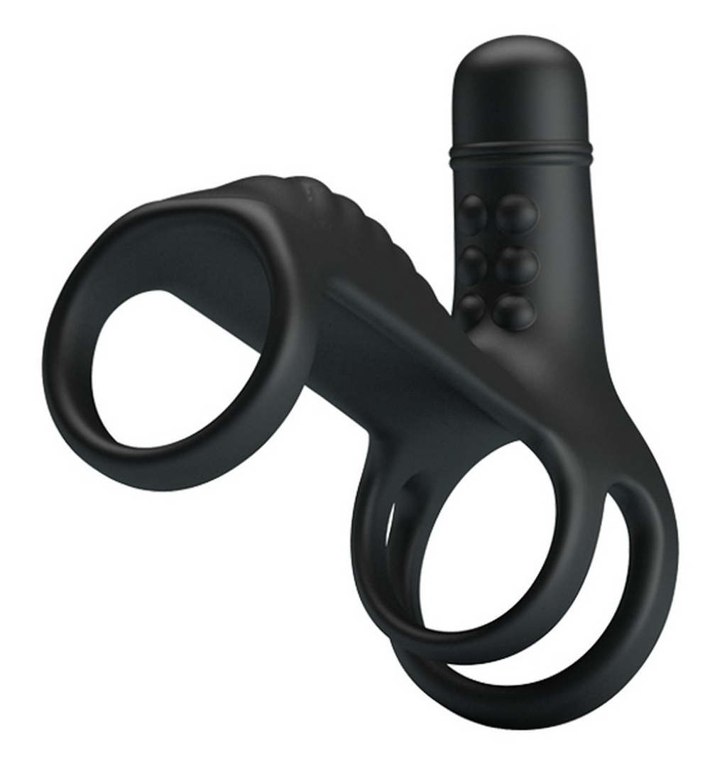 Насадка кольца на пенис с вибрацией Pretty Love черный 11 см