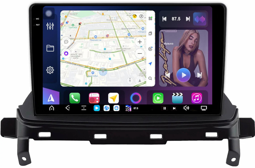 Магнитола для Mitsubishi Eclipse Cross (взамен ШГУ-планшета) - FarCar XXL9-7763F2 монитор 9.5" 2K QLED на Android 14, TS20, 8+256Гб, CarPlay, 4G SIM-слот