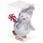 Ёлочная игрушка «Пингвин с леденцом» 10*6*11 см, серебро