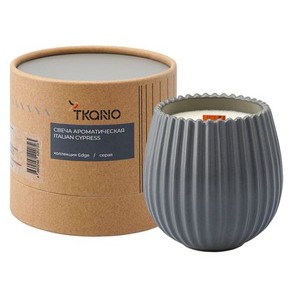 Свеча ароматическая Tkano Edge Italian Cypress серая 60ч