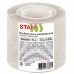 Клейкие ленты 12 мм х 33 м канцелярские STAFF CLASSIC комплект 4 шт. прозрачные (12 штук в упаковке)