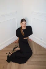 Юбка макси с разрезом сзади, Черный