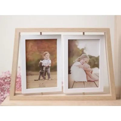 Фоторамка двойная 10*15см вращающаяся, бежевая