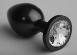 Чёрная анальная пробка с прозрачным стразом - 8,2 см. (Цвет: прозрачный)