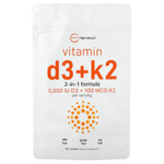 Micro Ingredients, витамины D3 и K2, 180 капсул