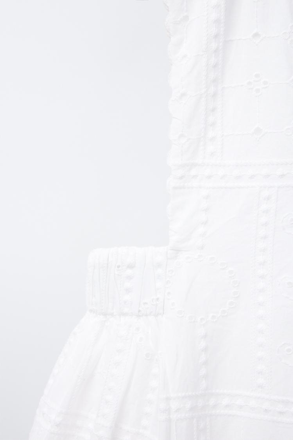 ZARA КОМБИНЕЗОН С АЖУРНОЙ ВЫШИВКОЙ, ЖЕЛТОВАТО-БЕЛЫЙ