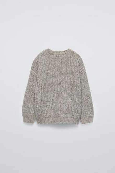 ZARA СВИТЕР ИЗ СМЕСОВОГО ТРИКОТАЖА, СВЕТЛО-БЕЖЕВЫЙ