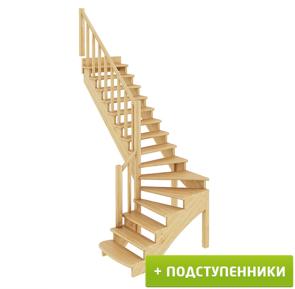 Лестница на второй этаж К-001м/4 Левая c подступенками