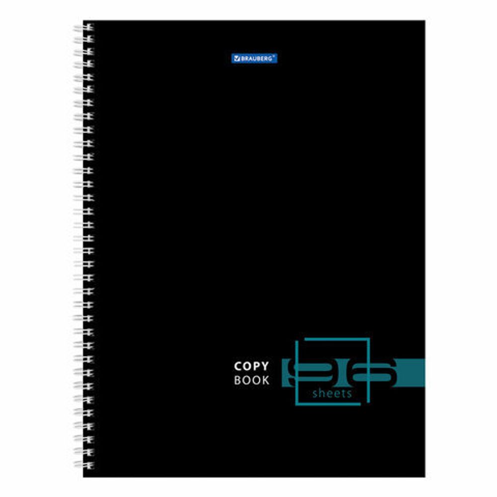 Тетрадь А4, 96 л., BRAUBERG, гребень, клетка, глянцевый лак, "Dark", 404060, 4шт