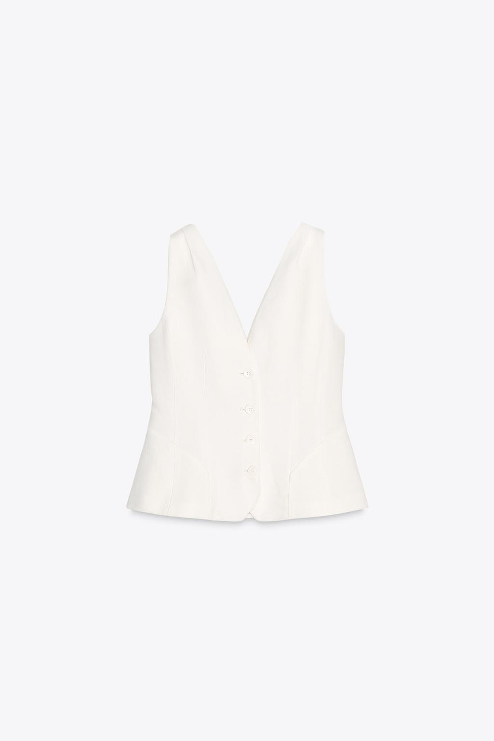 Жилет объемного кроя из смесового льна — zw collection