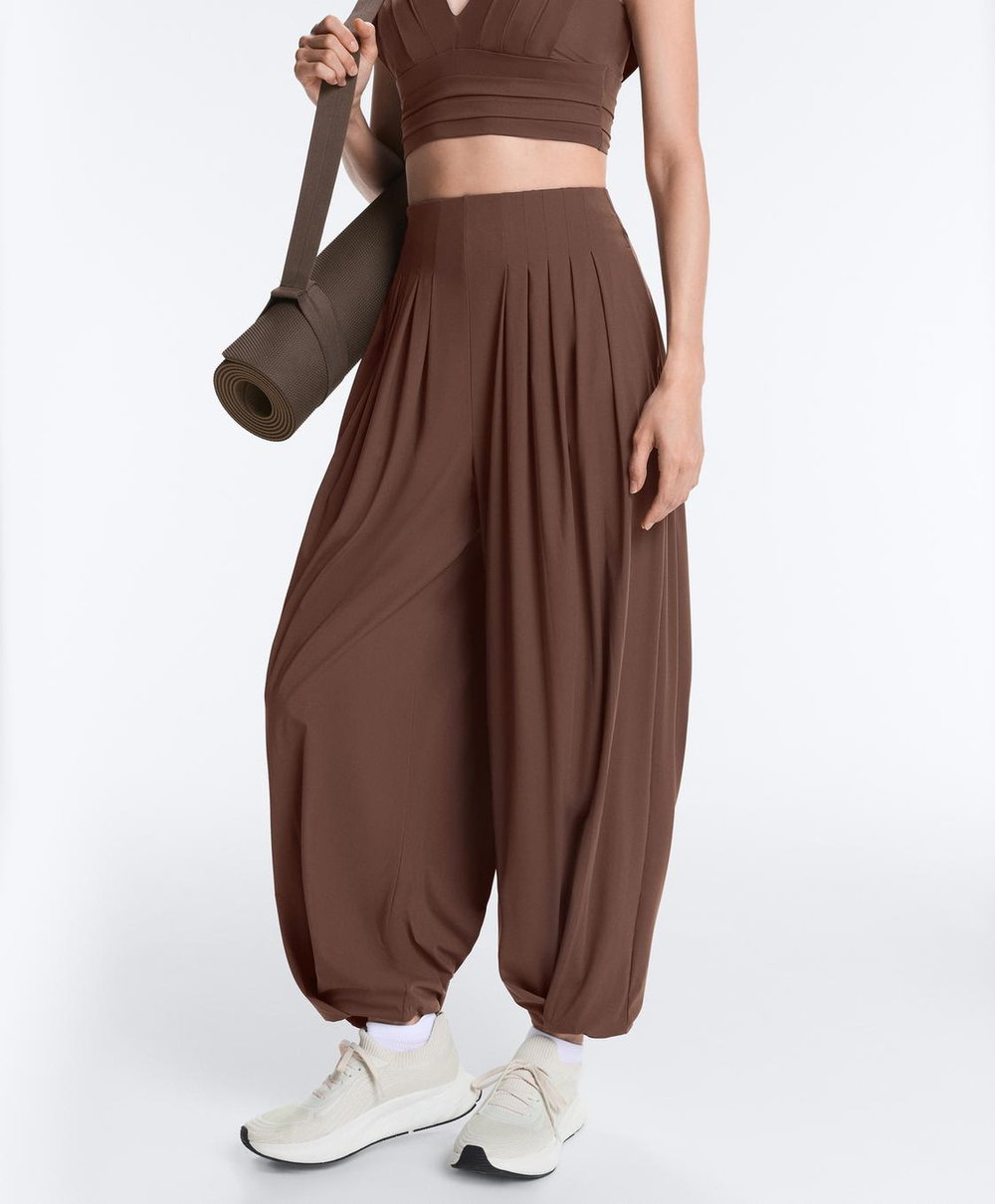 Oysho Длинные брюки-блумеры Light Touch, коричневый