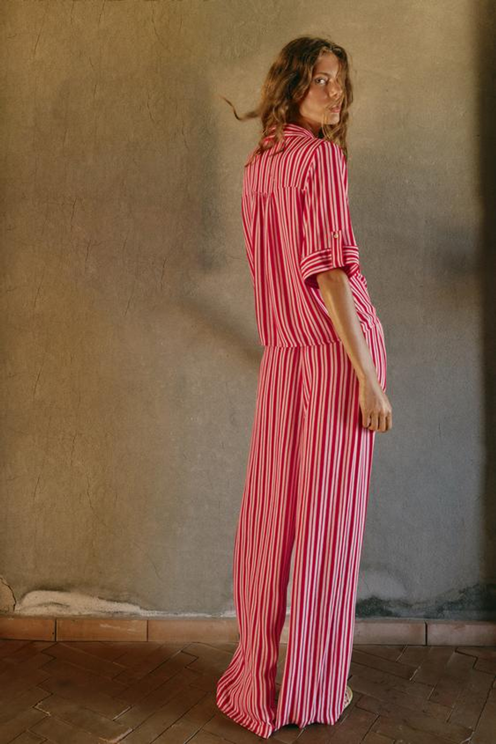 ZARA ШИРОКИЕ БРЮКИ В ПОЛОСКУ, РАЗНОЦВЕТНЫЙ