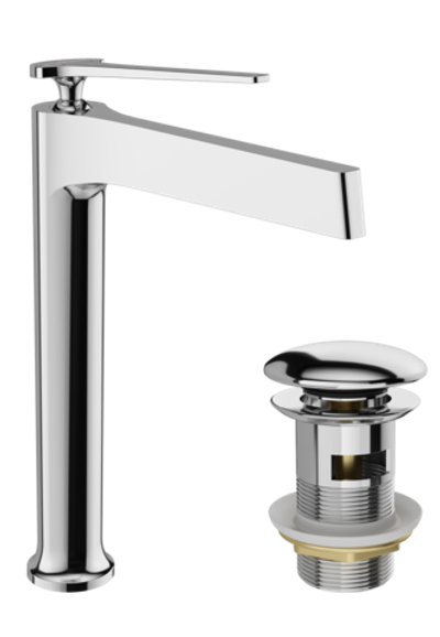 Смеситель для раковины STWORKI Аулум S06020CR + донный клапан SD-001CR хром