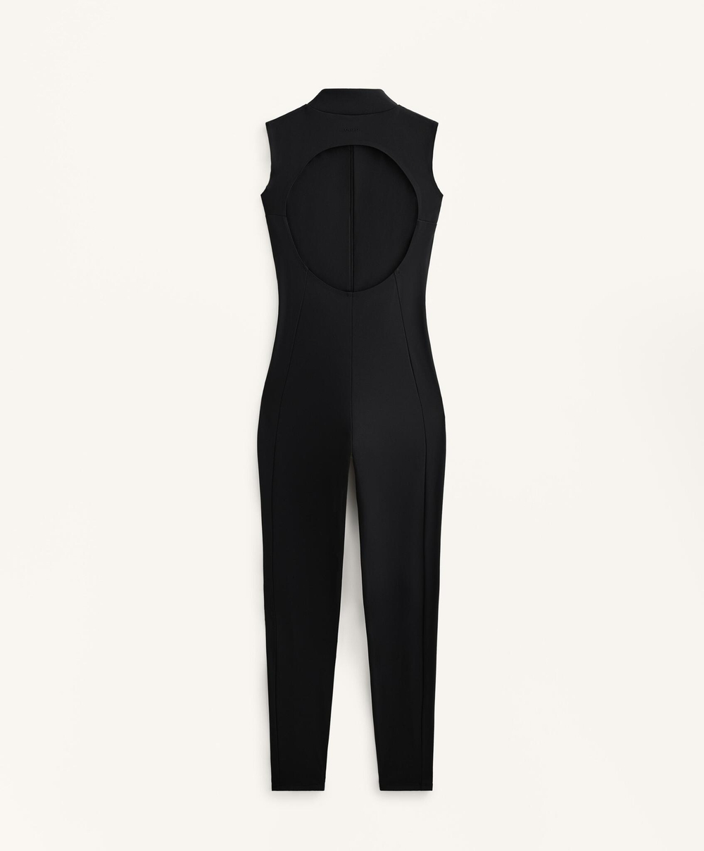 Oysho Компрессионный комбинезон на молнии, черный