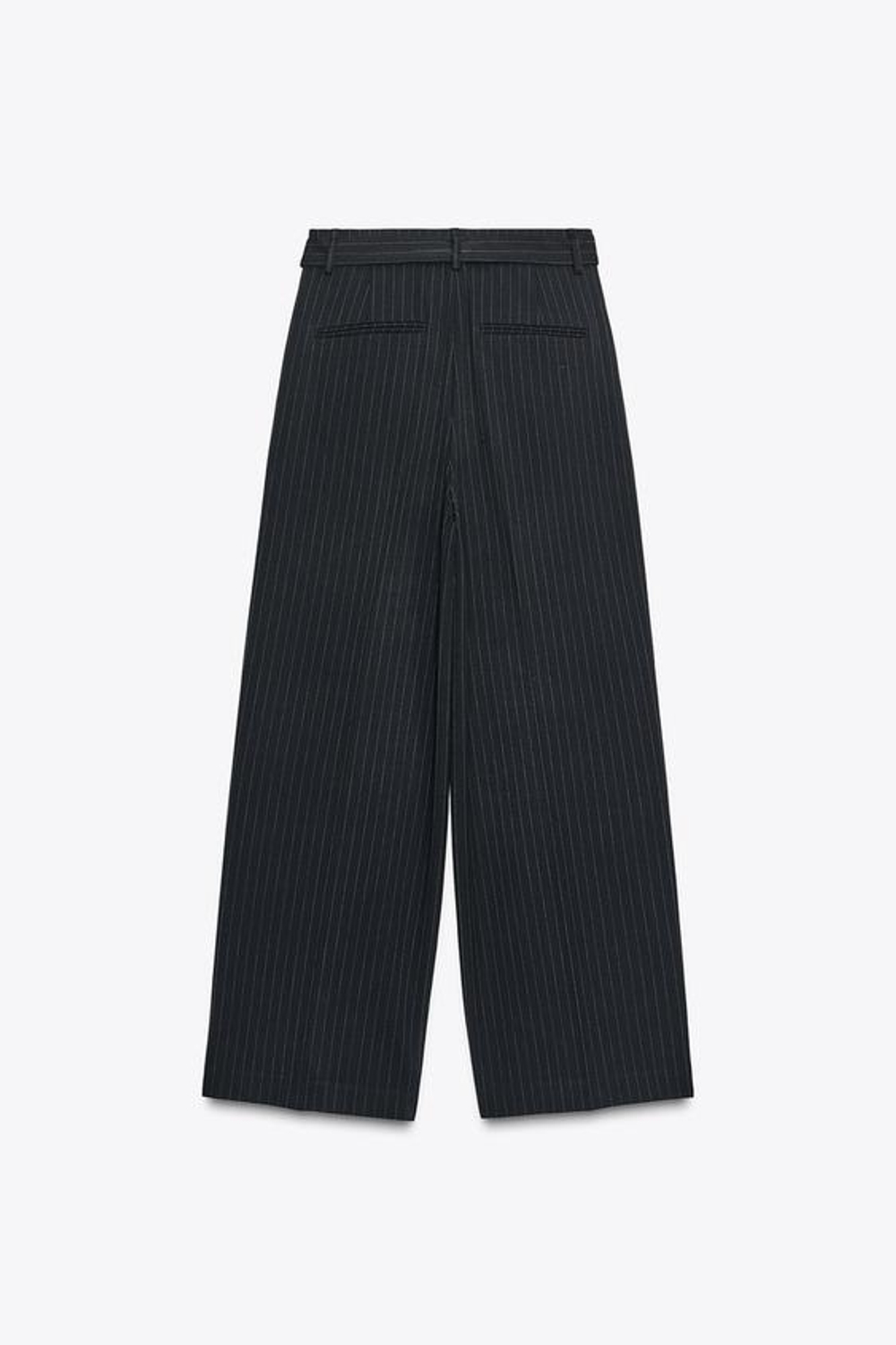 ZARA БРЮКИ СО СКЛАДКАМИ И ПОЯСОМ, МОРСКОЙ СИНИЙ