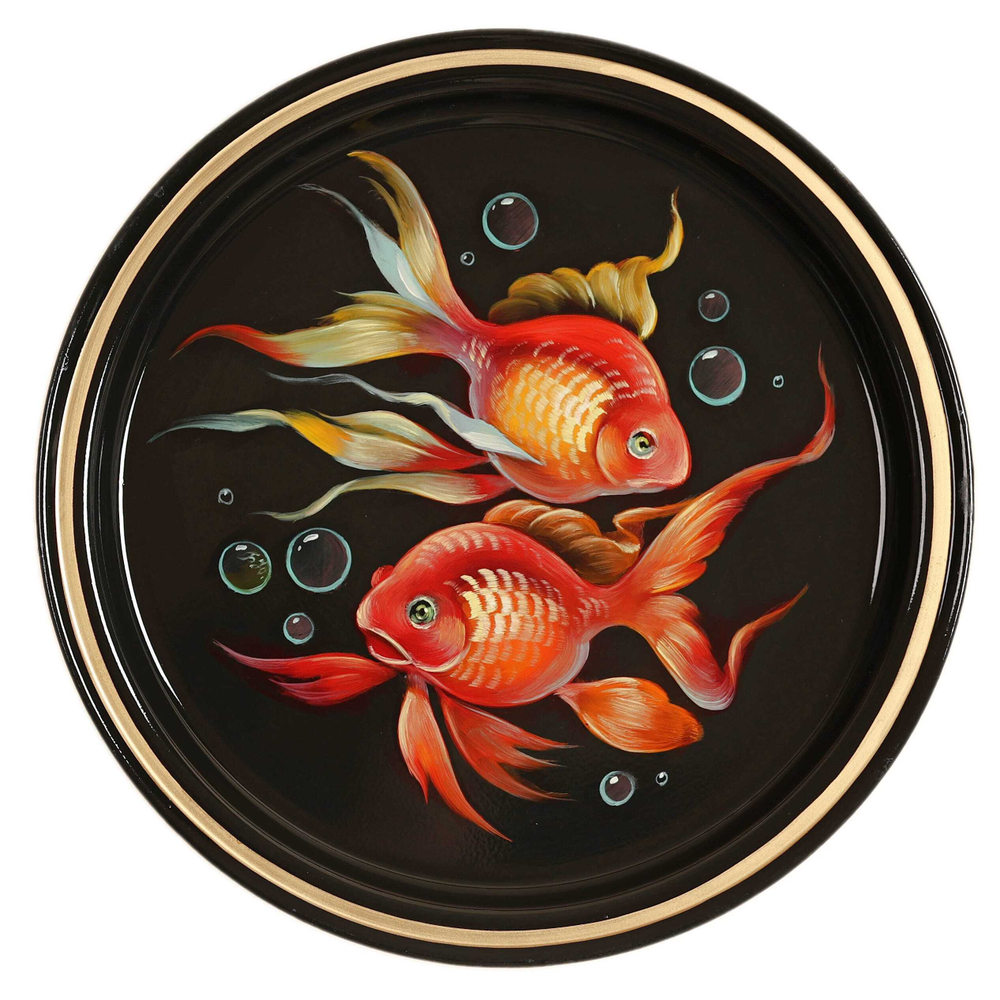 Жостовский поднос декоративный, размер 22 см (A5), металлический