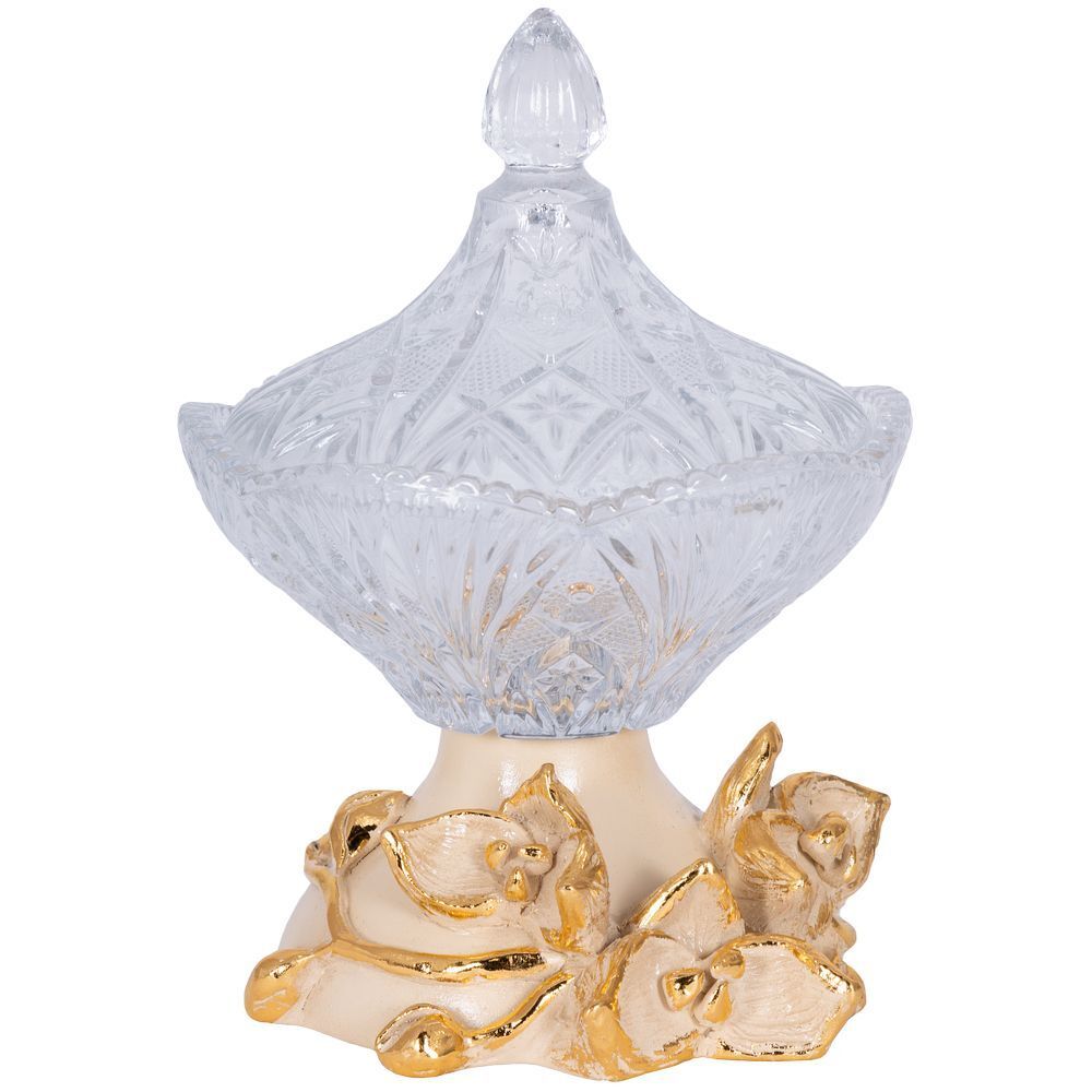 Сахарница стеклянная с крышкой Орхидея Лайм Айвори