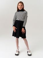 Водолазка для девочки в школу AT1042 черный-молочный