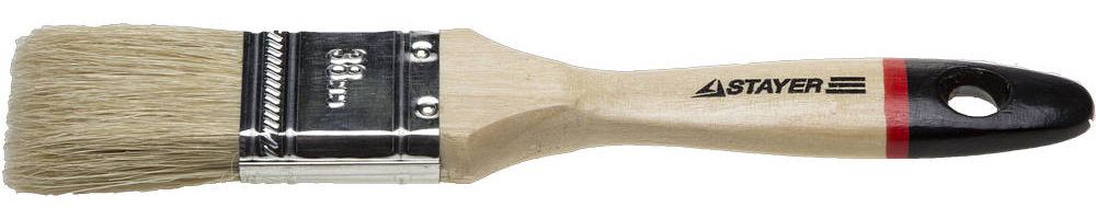 Кисть плоская STAYER ″UNIVERSAL-EURO″, светлая натуральная щетина, деревянная ручка, 38мм