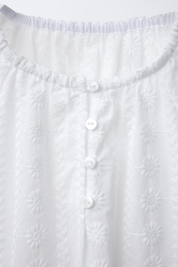 ZARA БЛУЗА С ЦВЕТОЧНОЙ ВЫШИВКОЙ, БЕЛЫЙ
