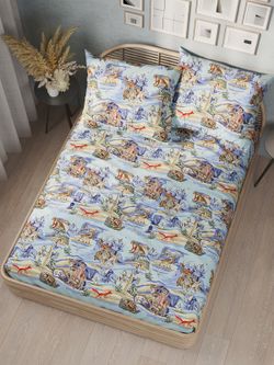 Постельное белье перкаль Сказка "Сказки севера" 2-спальное Наволочка 50х70 см 2 шт Простынь на резинке 160x200 см Пододеяльник 175x215 см