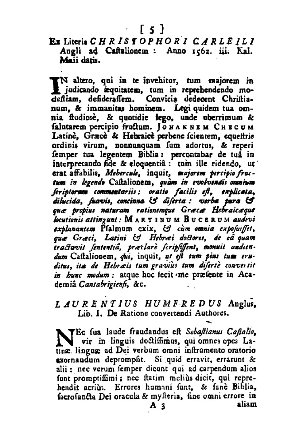 Novum Jesu Christi Testamentum: a Sebastiano Castalione latine redditum. In . | Sébastien Castellion
