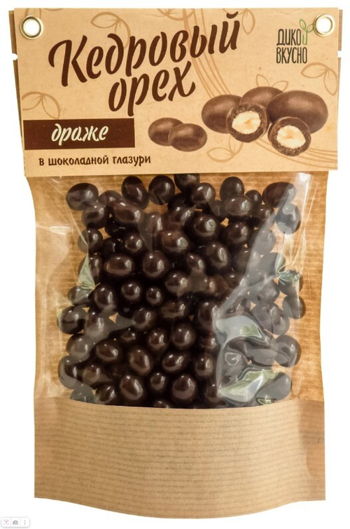 Драже Кедровый орех в Шоколадной глазури / 120 г / дой-пак / ТМ Дико Вкусно