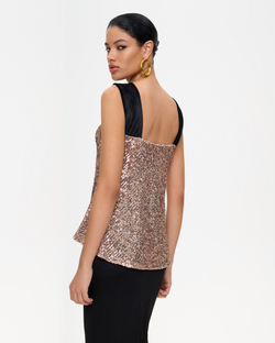 Топ из пайеток и бархата с бантом