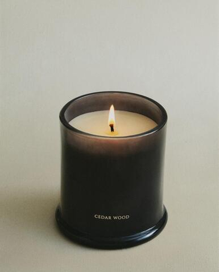 Zara Home Свеча ароматическая Cedar Wood 350 г, растительный воск, аромат древесный, Коричневый