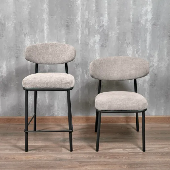 Полубарный стул Arvo 65 см, бежевый шенилл с черными ножками