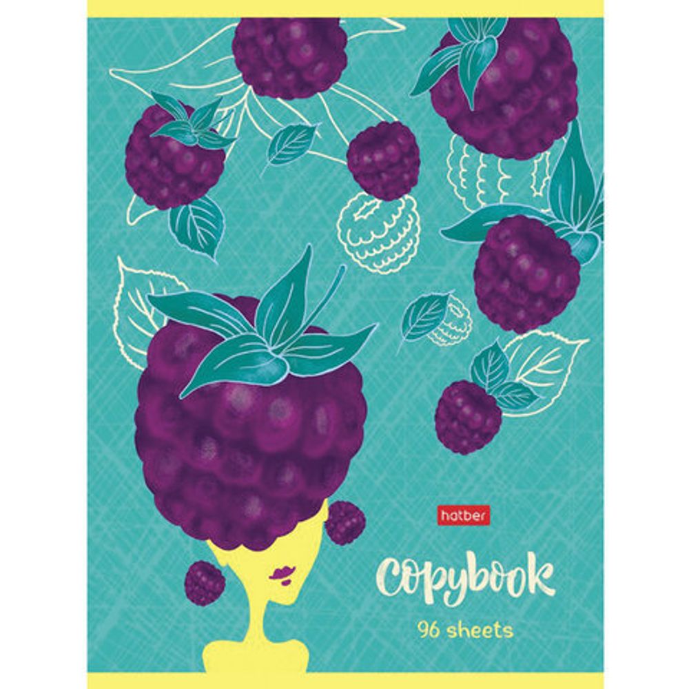 Тетрадь А5, 96 л., HATBER, скоба, клетка, матовая ламинация, УФ-лак, "Фруктово-Ягодный Шик", 96Т5лвлВ1