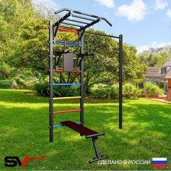 Уличная шведская стенка Sv Sport с комплектом турник прямой У458 (Турник-Рукоход/Брусья/Скамья)