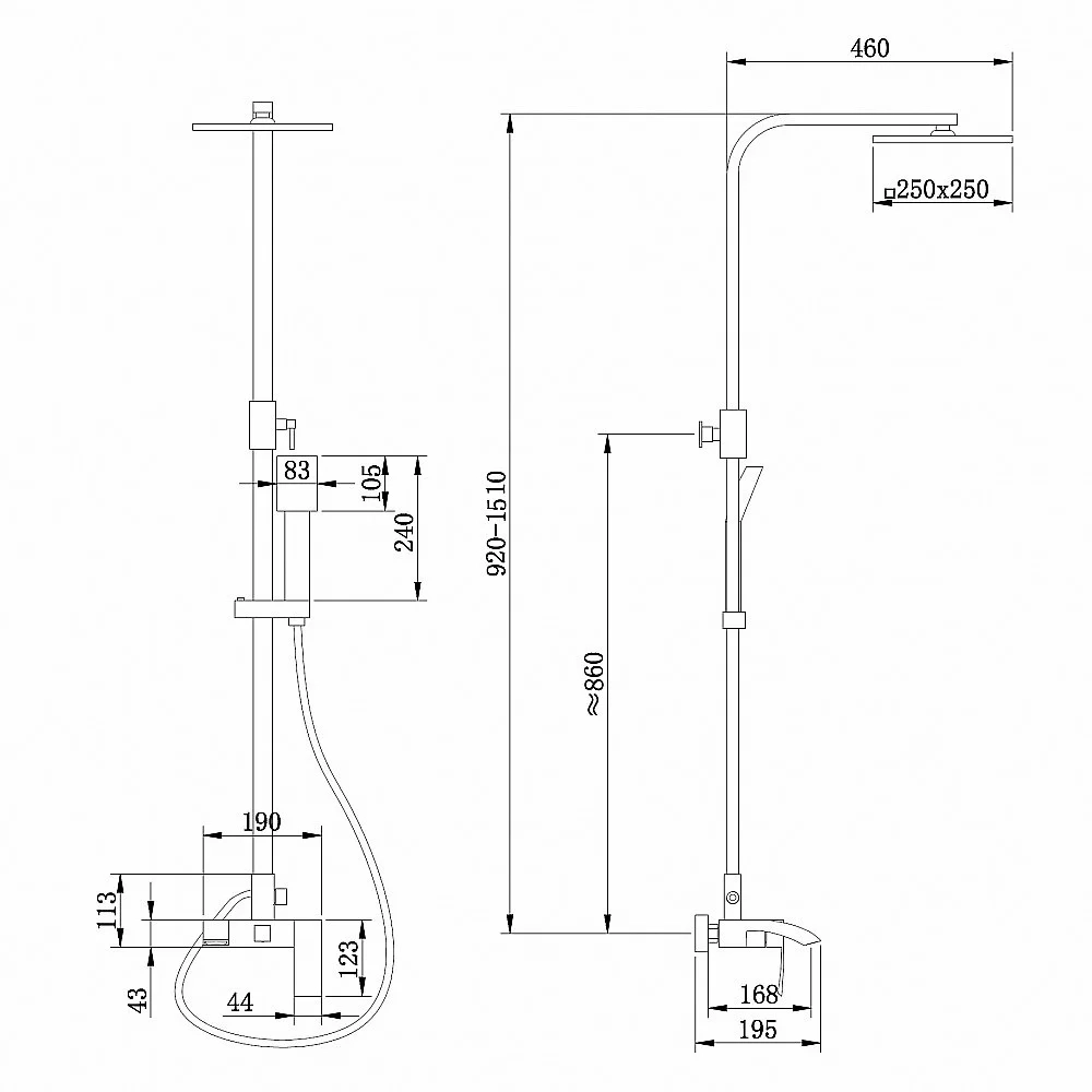 Душевая система Abber Wasserfall AF8616BL черная матовая