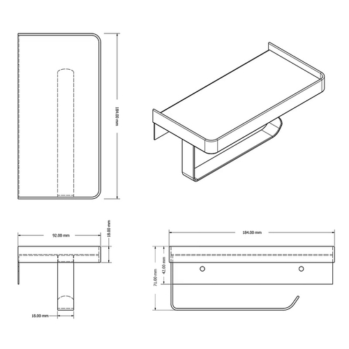 Бумагодержатель AZARIO ALTRE с полкой для телефона, хром (AZ688)